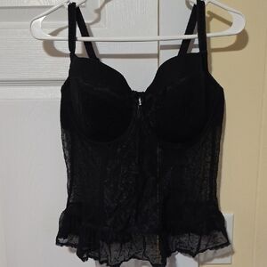 Black Sheer Lace Bustier